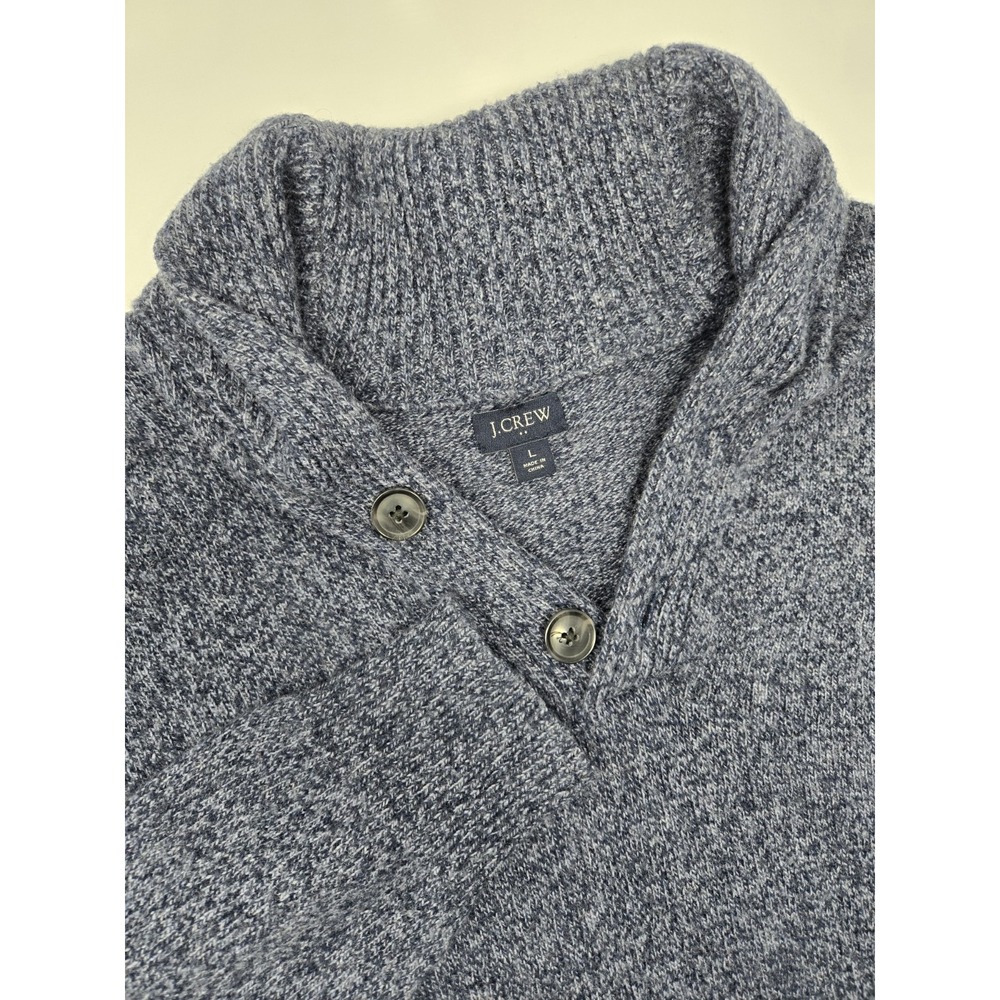J Crew Shawl Collar Sweater Soft Lambs Wool Blend Marled Gray Mens Large Preppy